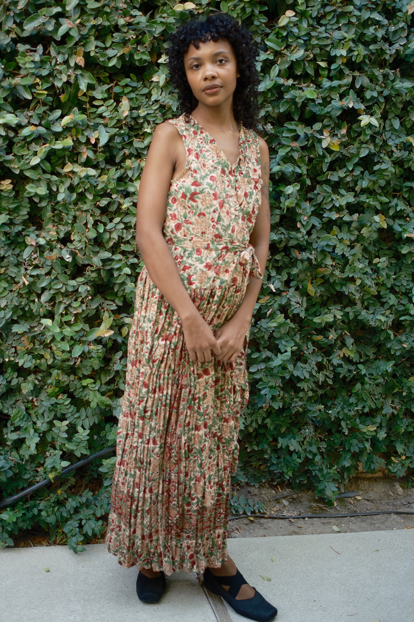 Flora Wrap Midi Pleated