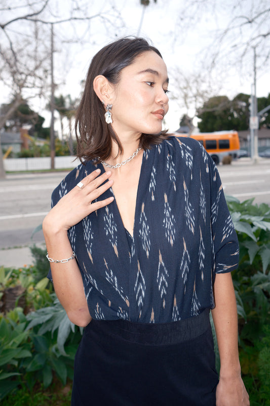 Olive Zero Waste Ikat Shrug